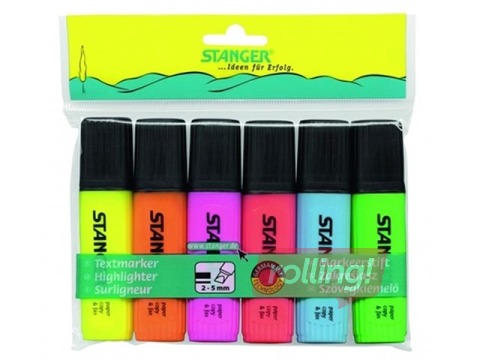 Teksta marķieri Stanger, 1-5mm, 6 krāsas