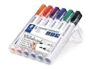 Marķieru komplekts baltajām un stikla tāfelēm Staedtler Lumocolor, 6 krāsas