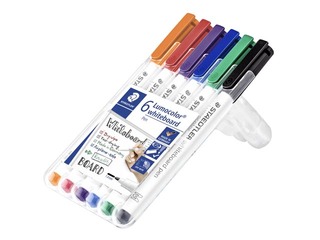 Marķieru komplekts baltajām tāfelēm Staedtler Lumocolor 301, 6 krāsas