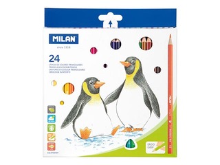 Krāsainie zīmuļi Milan trīsstūra, 24 krāsas