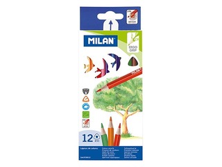 Krāsainie zīmuļi Milan 231, trīsstūra, 12 krāsas