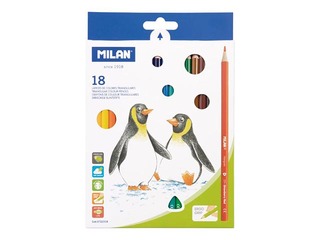 Krāsainie zīmuļi Milan 231, trīsstūra, 18 krāsas