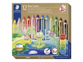 Krāsainie zīmuļi ar asinātāju Staedtler Noris junior 140, 12 gab.