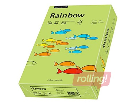 Papīrs Rainbow 74, A4, koši zaļš, 160g/m², 250 loksnes