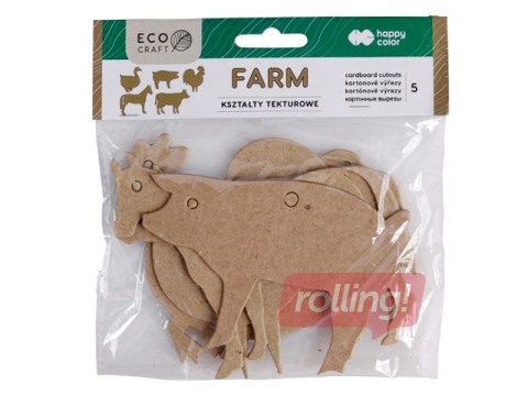 Kartona formu komplekts Happy Color, Farm, 10x6cm, 5 gab.