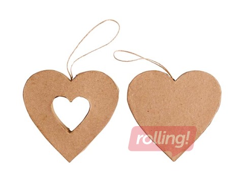 Kartona rotājums Happy Color, Hearts, 10x10x2.5cm, 2 gab.