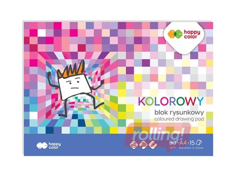 Aplikāciju papīrs Happy Color, A4, divpusīgs, dažādās krāsās, 15 lapas