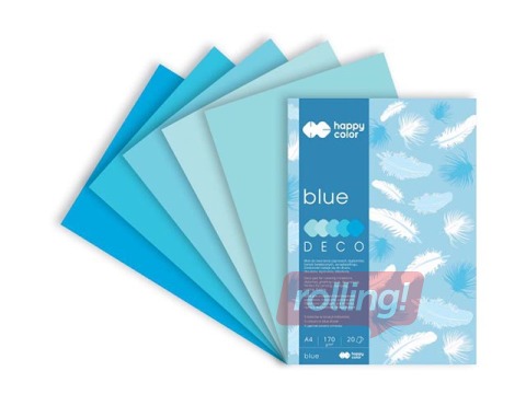 Dizaina papīrs Blue, A4, zili toņi, 170g/m², 20 loksnes