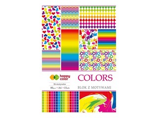 Dizaina papīrs ar motīvu Colors, A4, 80g/m², 15 loksnes, 27 krāsaini motīvi