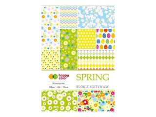 Dizaina papīrs ar motīvu Spring A4, 80g/m², 15 loksnes, 30 pavasara motīvi