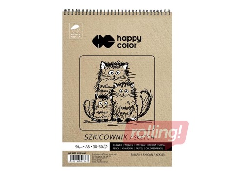 Skiču bloks ar spirāli Happy Color, A5, 80/90g/m², 60 loksnes