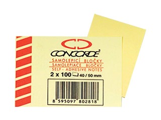 Līmlapiņas Concorde, dzeltenas, 50x40mm, 2x100 sheets