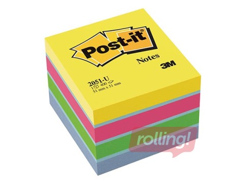 Līmlapiņas Post-it, multikrāsās, 51x51mm, 400 lapiņas