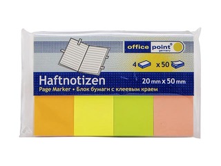 Marķēšanas indeksi papīra Office Point, dažādas pasteļkrāsas, 50x20mm, 4x50 lapiņas