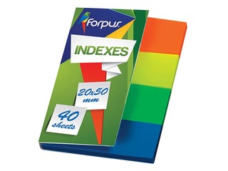 Marķēšanas indeksi Forpus, dažādas neonkrāsas, 50x20mm, 4x40 lapiņas