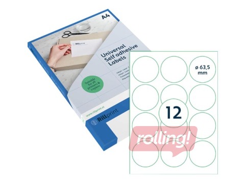 Uzlīmes Rillprint, D-63.5 mm,100 loksnes, baltas 