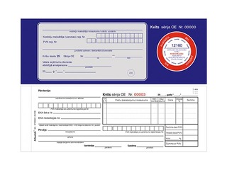 Darījumu apliecinošās kvītis, 1/4 no A4, paškopējošas, 3 kārtas, 25 komplekti