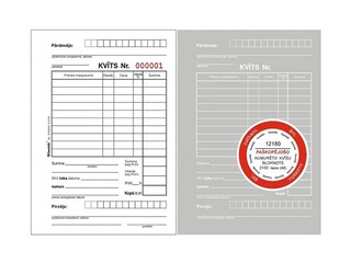 Kvīts ar numerāciju, A6, paškopējošas, 2 kārtas, 50 komplekti