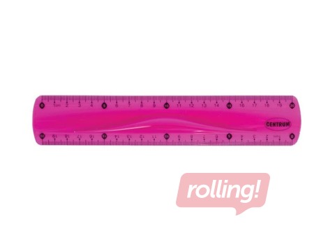 Lineāls Centrum Soft ABS, lokans, rozā, 20cm