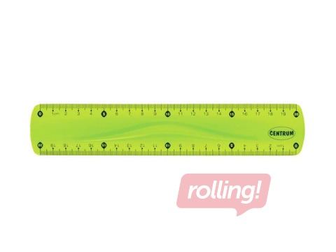 Lineāls Centrum Soft  ABS, lokans, zaļš, 20cm