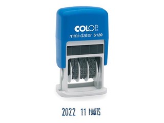 Datumzīmogs Colop S120, ar vārdiem latv. val., zila tinte