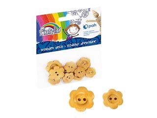 Dekoratīvas koka pogas Fiorello, ziedi, 10 gab.