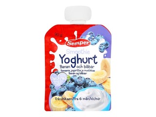Jogurts ar banāniem un mellenēm, no 6 mēn., Semper 90g (Minimālais pasūtījums 6 gab.)