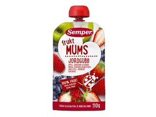 Biezenis ar zemenēm, Semper Fruktmums, no 6 mēnešiem, 110g (Minimālais pasūtījums 6 gab.)