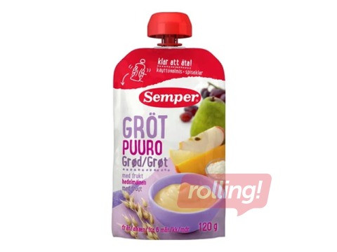 Putra graudu, bumbieru, mango, banānu, ābolu Semper, no 6 mēnešiem, 120g (Minimālais pasūtījums 6 gab.)