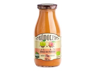 Biezsula Rūdolfs ābols un persiku BIO, 260ml (no 4 mēnešiem) (Minimālais pasūtījums 6 gab.)