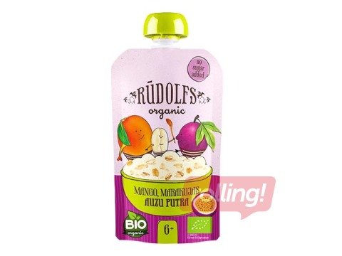 Auzu putra Rūdolfs mango un marakuja BIO, no 6 mēnešiem, 110g (Minimālais pasūtījums 6 gab.)