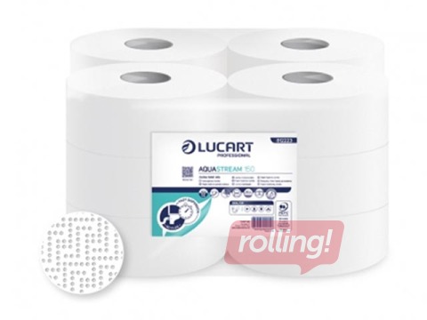 Ātri šķīstošs tualetes papīrs Lucart AquaStream 150, balts, 2 slāņi, 12 ruļļi