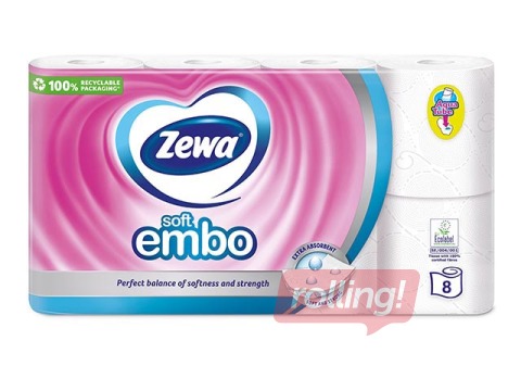 Tualetes papīrs Zewa Soft Embo, 8 ruļļi