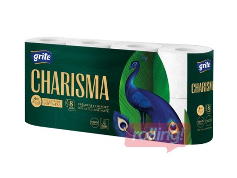 Tualetes papīrs Grite, Charisma, T4, 4 slāņi, balts, 8 ruļļi