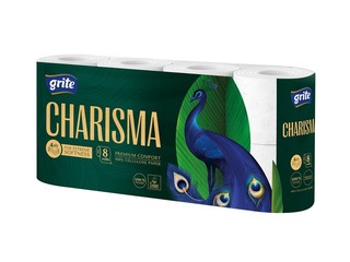 Tualetes papīrs Grite, Charisma, T4, 4 slāņi, balts, 8 ruļļi