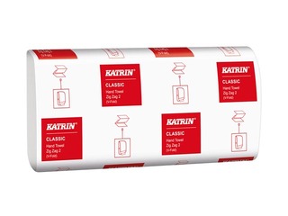 Papīra dvieļi loksnēs Katrin Classic Zig Zag 2, balti, 2 slāņi, 20 pac. 
