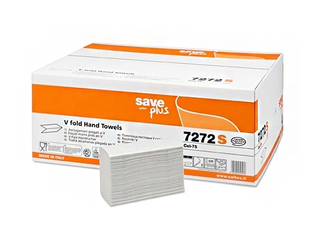 Roku salvetes Celtex Save Plus V (platās 10,5cm), 15 pac., 2 slāņi, baltas