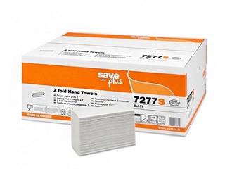 Roku salvetes Celtex Save Plus Z2 (šaurās 8cm), 25 pac., 2 slāņi, baltas
