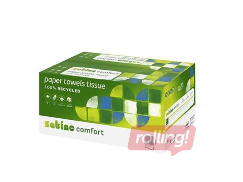 Papīra dvieļi loksnēs Wepa Satino Comfort V-locījums, H3, 20 paciņas, 2 slāņi, balti