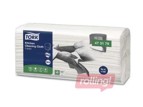 Neaustas virtuves tīrīšanas drānas Tork, W4, baltas, 1 slānis, 75 gab.