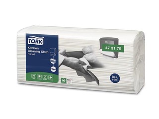 Neaustas virtuves tīrīšanas drānas Tork W4, 75 gab., 1 slānis, baltas