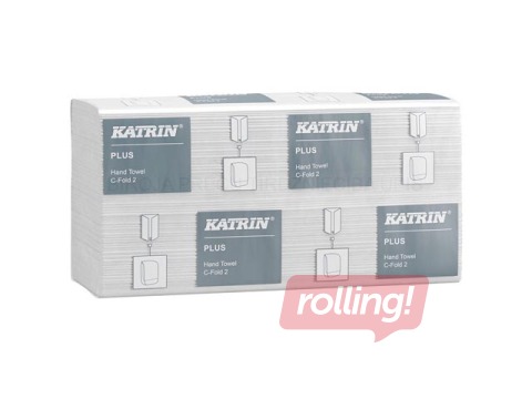 Papīra dvieļi loksnēs Katrin Plus C-Fold 2, balti, 2 slāņi, 16 pac. 
