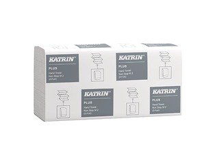 Papīra dvieļi loksnēs Katrin Plus Non Stop M2 Z-fold, balti, 2 slāņi, 21 pac. 