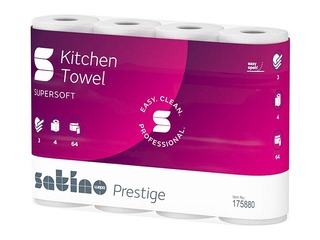 Papīra dvielis Wepa Satino Prestige, 4 ruļļi, 3 slāņi, balti