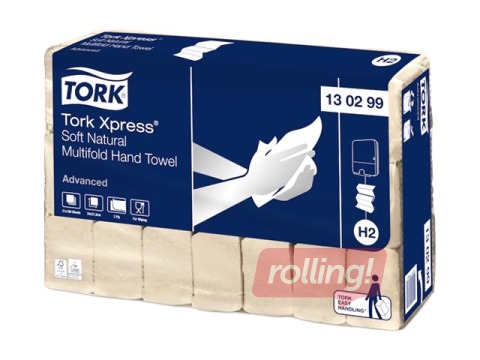 Papīra dvielis Tork Advanced Multifold H2, 1 pac., 180 loksnes, 2 slāņi, dabiska krāsa