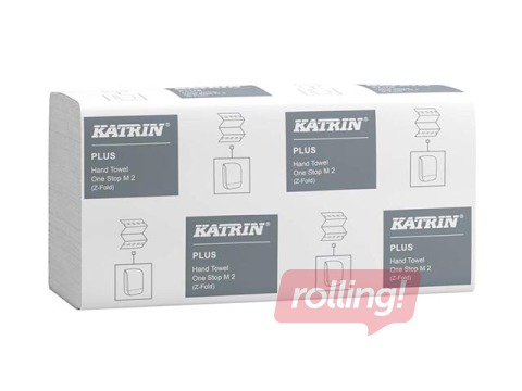 Papīra dvieļi loksnēs Katrin Plus One Stop M2, balti, 2 slāņi, 21 pac.