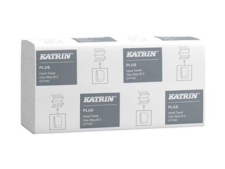 Papīra dvieļi loksnēs Katrin Plus One Stop M2, balti, 2 slāņi, 21 pac.
