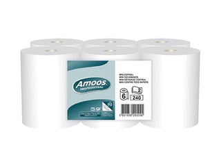 Papīra dvieļi ruļļos Amoos mini Centerfeed, M1, 2 slāņi, 6 ruļļi, 60m