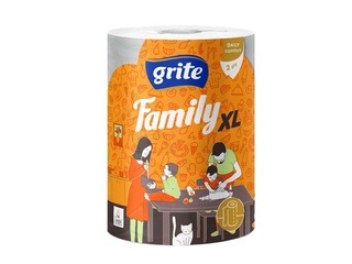 Papīra dvielis Grite, Family XL, 2 slāņi, balts, 1 rullis