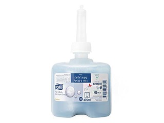 Šķidrās ziepes matiem un ķermenim Tork Premium Mini Mild S2, gaišzilas, 475ml
